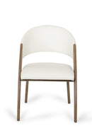 Chairs Leather Dining Chairs - 31" Walnut Wood and Cream Leatherette Dining Chair HomeRoots