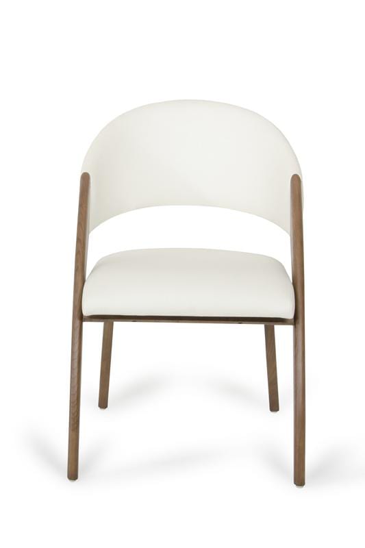 Chairs Leather Dining Chairs - 31" Walnut Wood and Cream Leatherette Dining Chair HomeRoots
