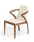 Chairs Leather Dining Chairs - 32" Walnut Wood and Cream Leatherette Dining Chair HomeRoots
