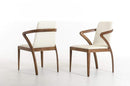Chairs Leather Dining Chairs - 32" Walnut Wood and Cream Leatherette Dining Chair HomeRoots