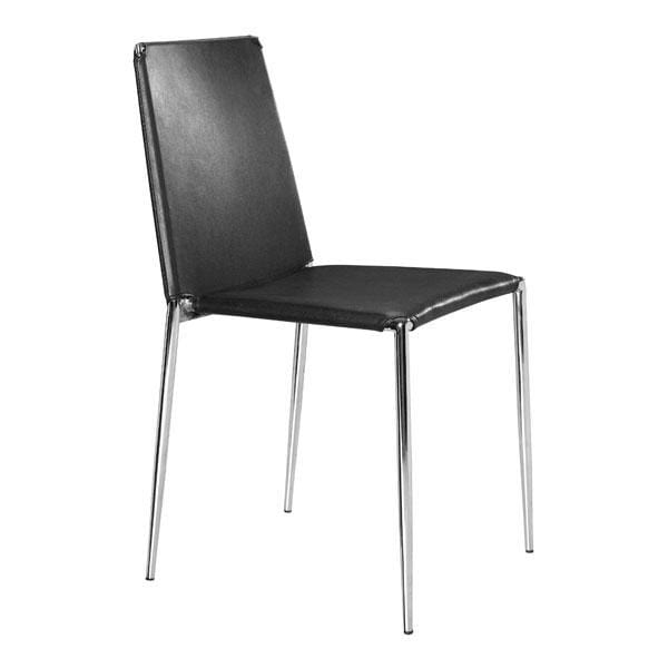 Chairs Leather Dining Chairs - Dining Chair Black (Set Of 4) - Leatherette Chromed Steel HomeRoots