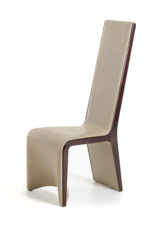 Chairs Leather Dining Chairs - Two 47" Ebony Wood and Taupe Leatherette Dining Chairs HomeRoots
