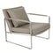 Chairs Leather Lounge Chair - 27.17" X 33.86" X 28.15" Dark Taupe Leatherette Lounge Chair with Brushed Stainless Steel Base HomeRoots