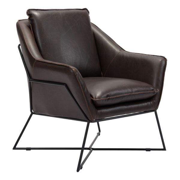 Chairs Leather Lounge Chair - 29.9" X 31.9" X 35" Brown Lounge Chair HomeRoots