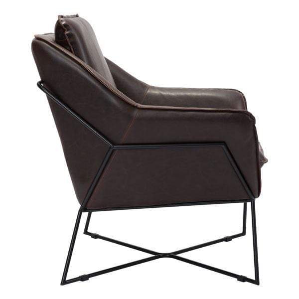 Chairs Leather Lounge Chair - 29.9" X 31.9" X 35" Brown Lounge Chair HomeRoots