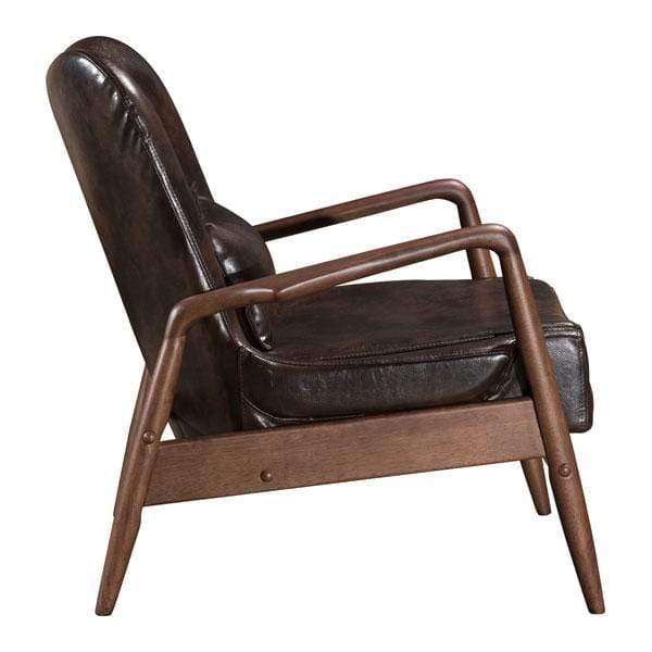 Chairs Leather Lounge Chair - 30.3" X 33.5" X 32.7" Brown Bully Lounge Chair And Ottoman HomeRoots