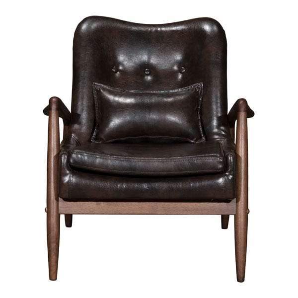 Chairs Leather Lounge Chair - 30.3" X 33.5" X 32.7" Brown Bully Lounge Chair And Ottoman HomeRoots