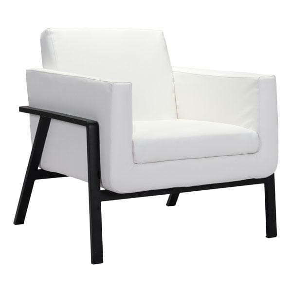 Chairs Leather Lounge Chair - 31.1" X 29.7" X 32.7" White Lounge Chair HomeRoots