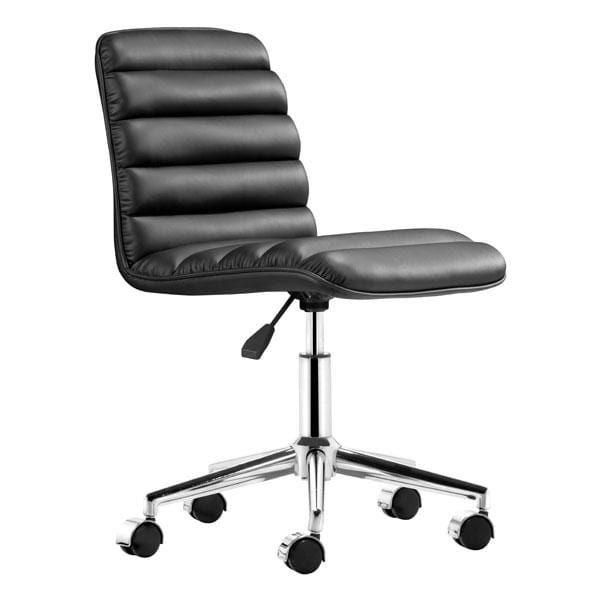 Chairs Leather Office Chair - 18.5" X 22" X 35.5" Black Leatherette Office Chair HomeRoots