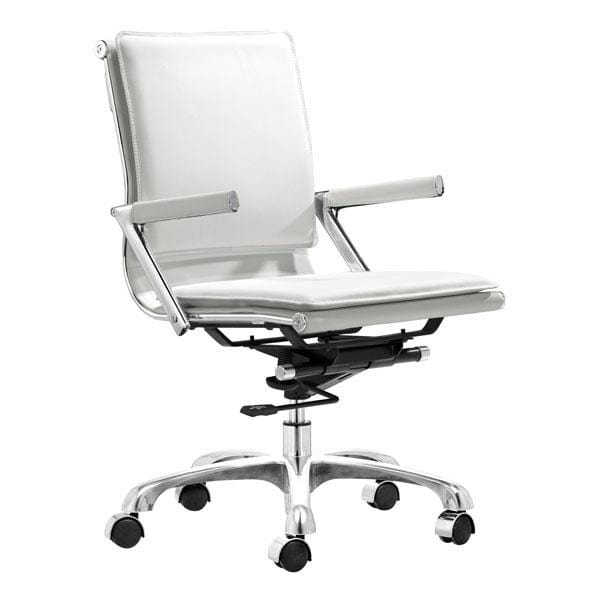 Chairs Leather Office Chair - 19" X 24" X 39.5" White Leatherette Office Chair HomeRoots