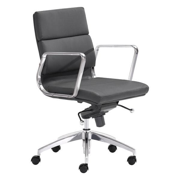 Chairs Leather Office Chair - 21" X 26" X 39" Black Leatherette Low Back Office Chair HomeRoots