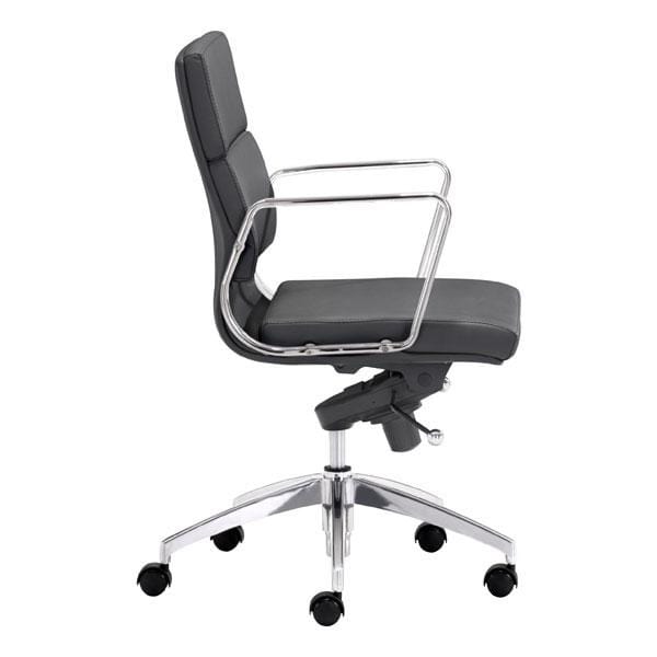 Chairs Leather Office Chair - 21" X 26" X 39" Black Leatherette Low Back Office Chair HomeRoots