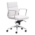 Chairs Leather Office Chair - 21" X 26" X 39" White Low Back Leatherette Office Chair HomeRoots
