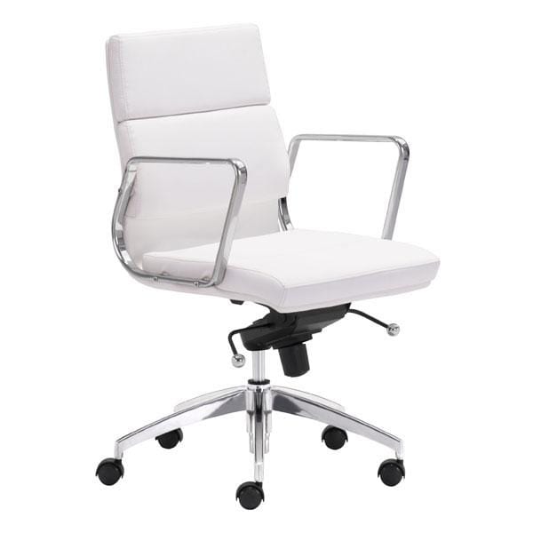 Chairs Leather Office Chair - 21" X 26" X 39" White Low Back Leatherette Office Chair HomeRoots