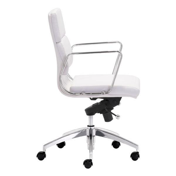Chairs Leather Office Chair - 21" X 26" X 39" White Low Back Leatherette Office Chair HomeRoots