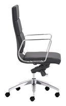 Chairs Leather Office Chair - 21" x 26" x 42" Black, Leatherette, Chromed Steel, High Back Office Chair HomeRoots