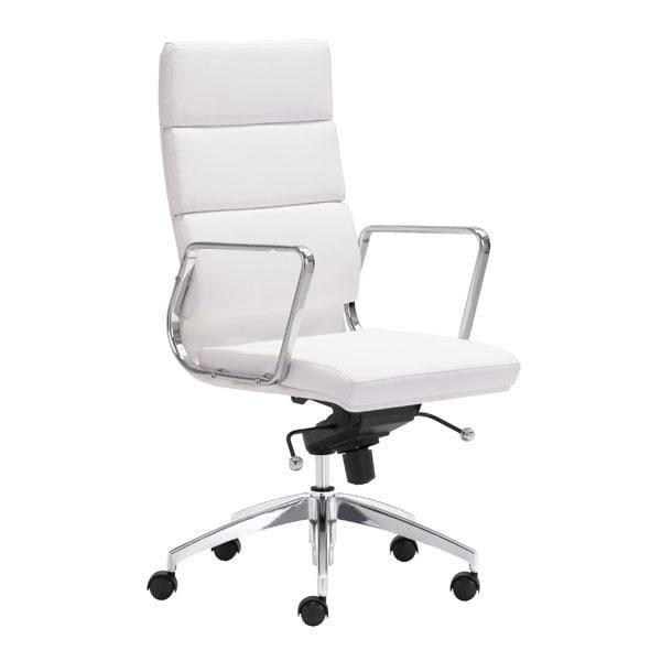 Chairs Leather Office Chair - 21" X 26" X 44.5" White Leatherette High Back Office Chair HomeRoots