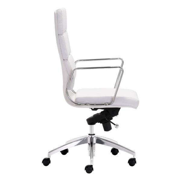 Chairs Leather Office Chair - 21" X 26" X 44.5" White Leatherette High Back Office Chair HomeRoots