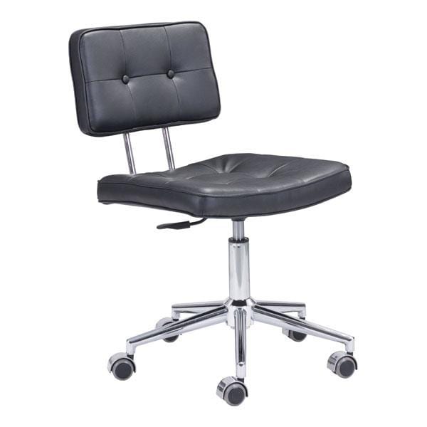 Chairs Leather Office Chair - 22.4" X 22.4" X 35.8" Black Leatherette Office Chair HomeRoots