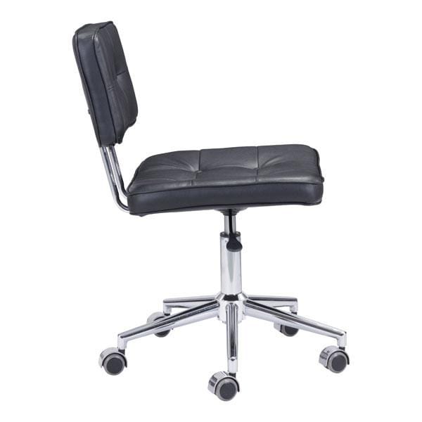 Chairs Leather Office Chair - 22.4" X 22.4" X 35.8" Black Leatherette Office Chair HomeRoots