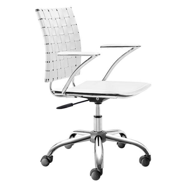 Chairs Leather Office Chair - 23" X 23" X 35" White Leatherette Office Chair HomeRoots