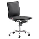 Chairs Leather Office Chair - 23" X 23" X 40" Black Leatherette Armless Office Chair HomeRoots