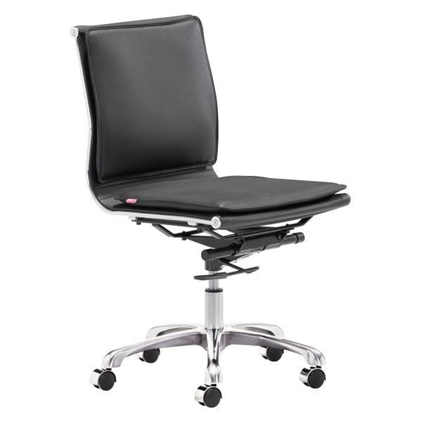 Chairs Leather Office Chair - 23" X 23" X 40" Black Leatherette Armless Office Chair HomeRoots