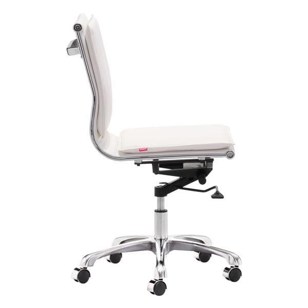 Chairs Leather Office Chair - 23" X 23" X 40" White Leatherette Armless Office Chair HomeRoots