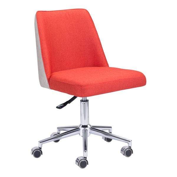 Chairs Leather Office Chair - 24" X 24" X 35.8" Orange/Beige Polyblend Office Chair HomeRoots