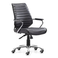 Chairs Leather Office Chair - 25" X 23.5" X 40.5" Black Leatherette Low Back Office Chair HomeRoots