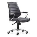 Chairs Leather Office Chair - 25" X 23.5" X 40.5" Black Leatherette Low Back Office Chair HomeRoots