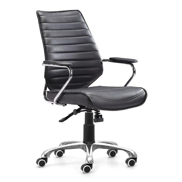 Chairs Leather Office Chair - 25" X 23.5" X 40.5" Black Leatherette Low Back Office Chair HomeRoots