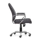 Chairs Leather Office Chair - 25" X 23.5" X 40.5" Black Leatherette Low Back Office Chair HomeRoots