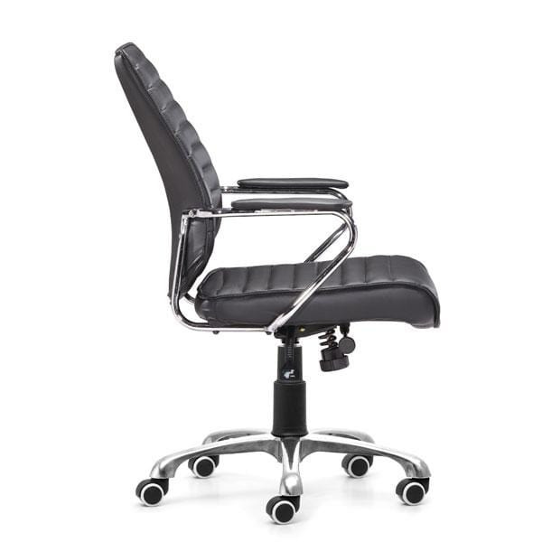 Chairs Leather Office Chair - 25" X 23.5" X 40.5" Black Leatherette Low Back Office Chair HomeRoots