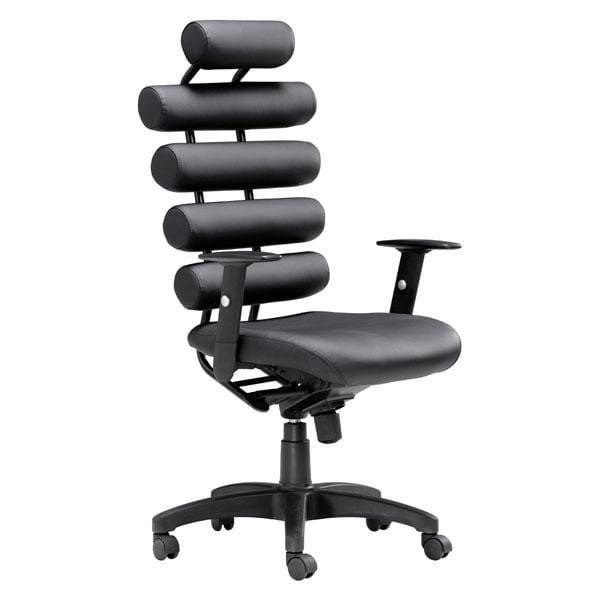 Chairs Leather Office Chair - 25" X 23.5" X 48.5" Black Leatherette Office Chair HomeRoots