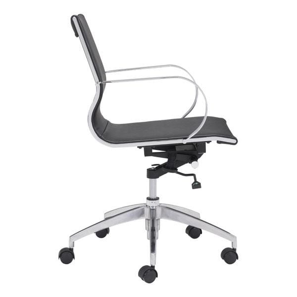 Chairs Leather Office Chair - 27.6" X 27.6" X 36" Black Leatherette Low Back Office Chair HomeRoots