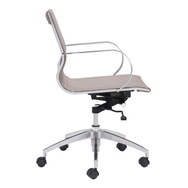 Chairs Leather Office Chair - 27.6" X 27.6" X 36" Taupe Leatherette Low Back Office Chair HomeRoots