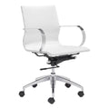 Chairs Leather Office Chair - 27.6" X 27.6" X 36" White Leatherette Low Back Office Chair HomeRoots