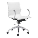 Chairs Leather Office Chair - 27.6" X 27.6" X 36" White Leatherette Low Back Office Chair HomeRoots