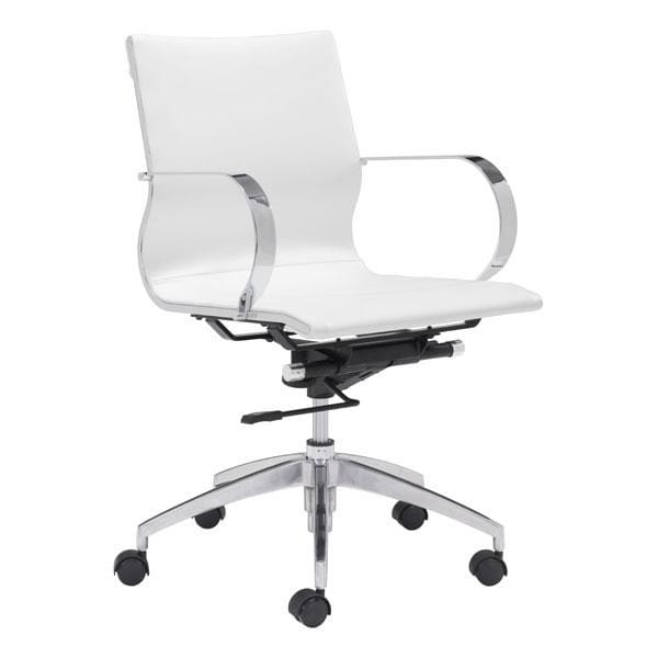 Chairs Leather Office Chair - 27.6" X 27.6" X 36" White Leatherette Low Back Office Chair HomeRoots