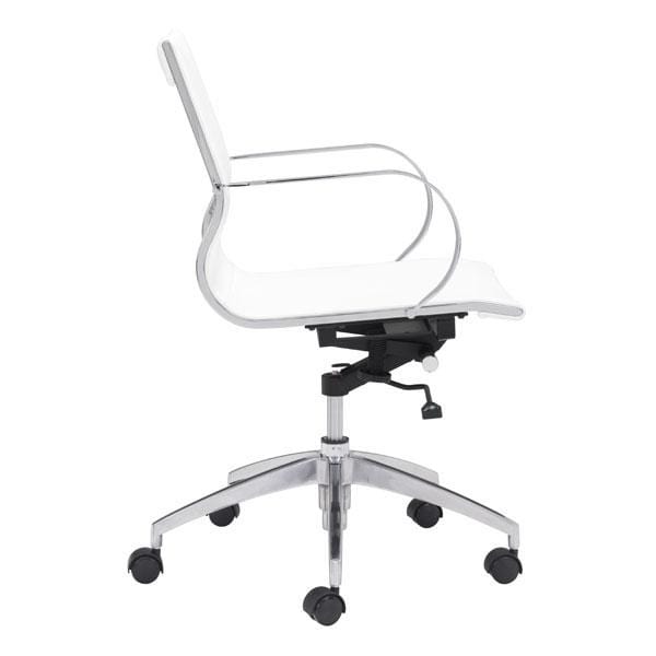 Chairs Leather Office Chair - 27.6" X 27.6" X 36" White Leatherette Low Back Office Chair HomeRoots