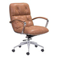 Chairs Leather Office Chair - 27.6" X 27.6" X 41" Coffee Vintage Leatherette Office Chair HomeRoots