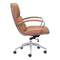 Chairs Leather Office Chair - 27.6" X 27.6" X 41" Coffee Vintage Leatherette Office Chair HomeRoots