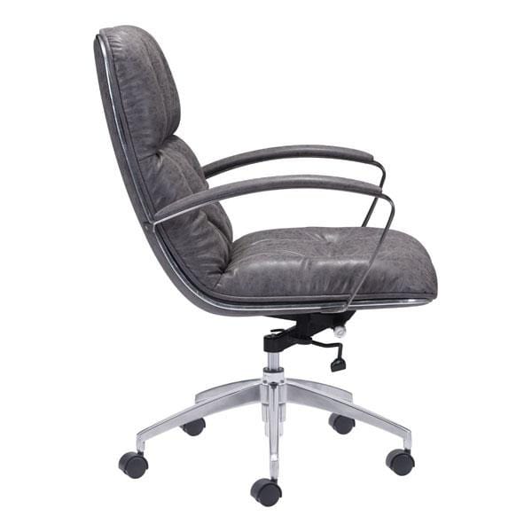 Chairs Leather Office Chair - 27.6" X 27.6" X 41" Gray Vintage Leatherette Office Chair HomeRoots