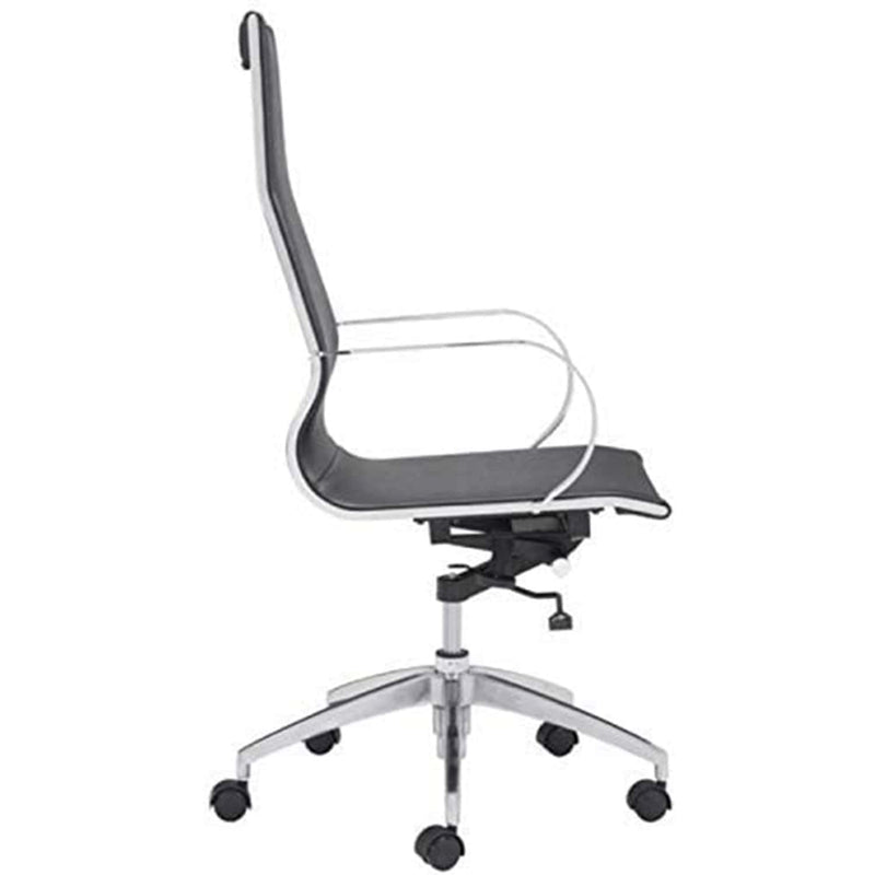 Chairs Leather Office Chair - 27.6" X 27.6" X 45.3" Black Leatherette Back Office Chair HomeRoots