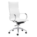 Chairs Leather Office Chair - 27.6" X 27.6" X 45.3" White Leatherette Back Office Chair HomeRoots