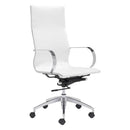 Chairs Leather Office Chair - 27.6" X 27.6" X 45.3" White Leatherette Back Office Chair HomeRoots