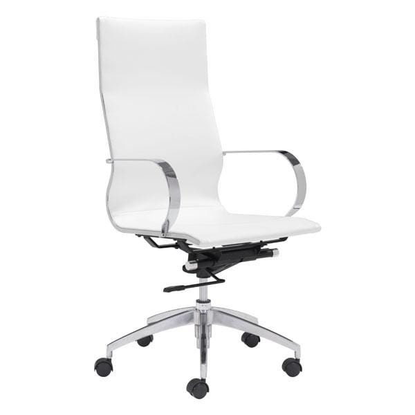 Chairs Leather Office Chair - 27.6" X 27.6" X 45.3" White Leatherette Back Office Chair HomeRoots