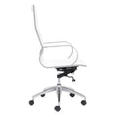 Chairs Leather Office Chair - 27.6" X 27.6" X 45.3" White Leatherette Back Office Chair HomeRoots