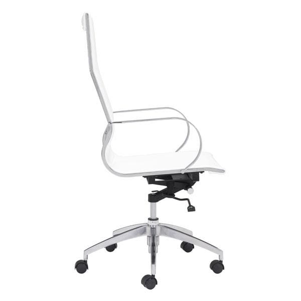 Chairs Leather Office Chair - 27.6" X 27.6" X 45.3" White Leatherette Back Office Chair HomeRoots